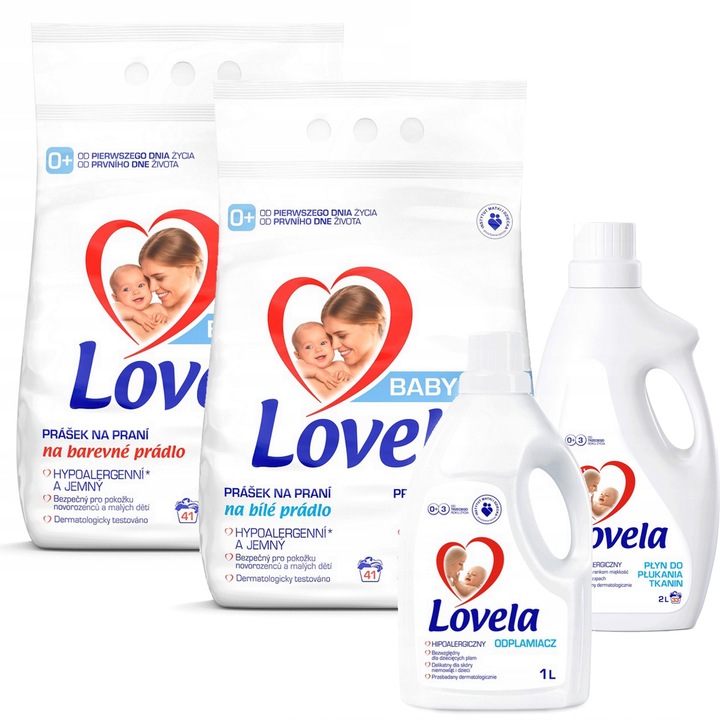 Set detergent rufe Lovela Baby, hipoalergenic, 2x4.1kg + 2L + 1L