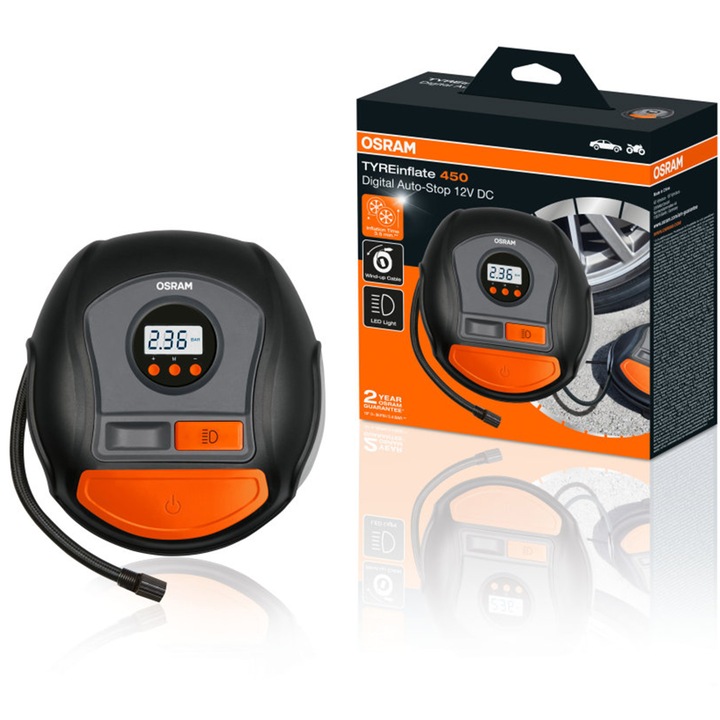 Compresor auto Osram Tyreinflate 450, digital, LED