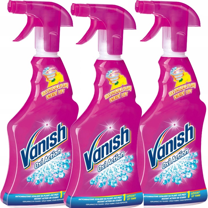 Set 3 bucati spray pete, Vanish Oxi Action, pentru toate culorile, 500ml