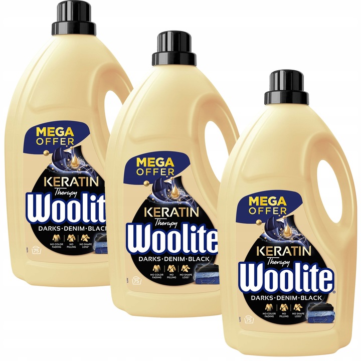 Detergent rufe, Woolite, Dark, 4.5l, set 3 buc, pentru haine negre