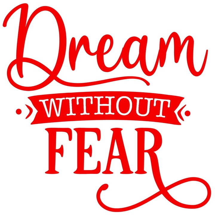 Sticker Exterior cu textul in engleza "Dream without fear" - viseaza fara frica obiective determinare, Vinyl Rosu, 30 cm