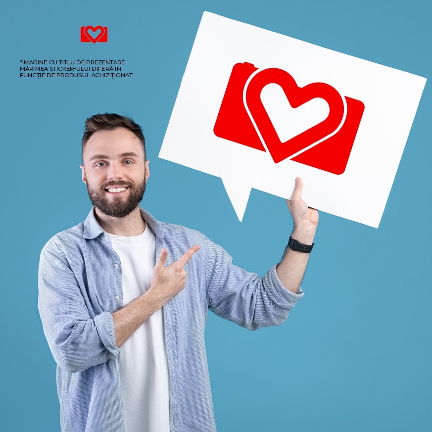 Stiker Inima Sticker Exterior cu o inima si un aparat de fotografiat pentru cei care ...