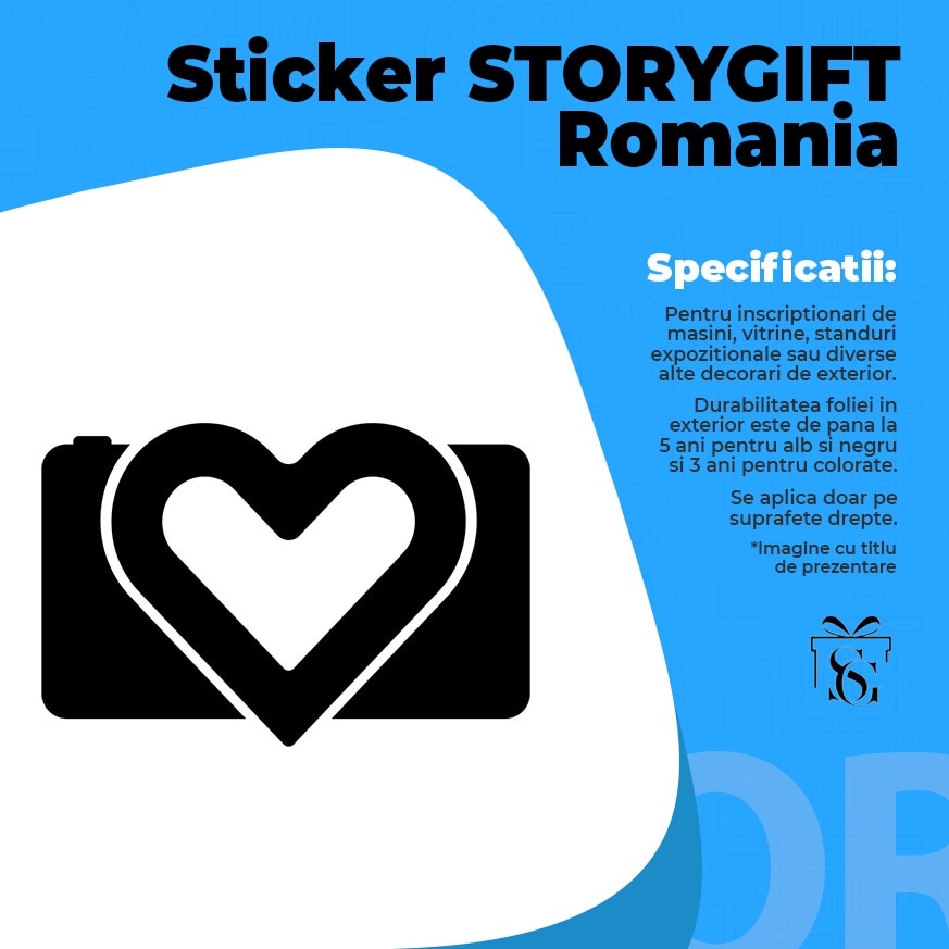 Stiker Inima Sticker Exterior cu o inima si un aparat de fotografiat pentru cei care ...