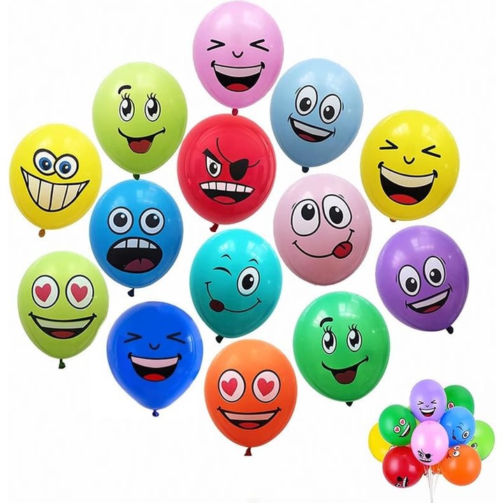100db Nybgyy léggömb, hangulatjel készlet, latex, 30cm, többszínű