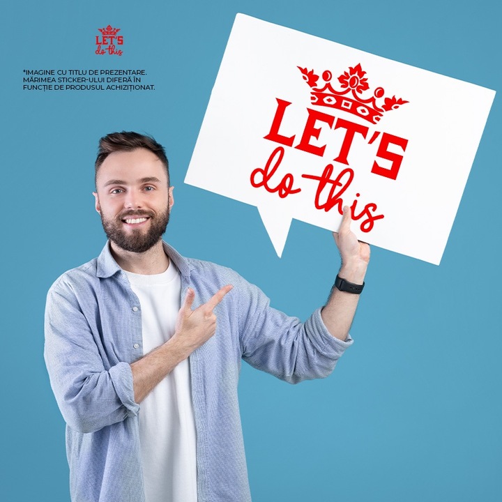 Външен стикер с кралска корона и послание "Let's do this" - let's do this, Червен винил, 50 см