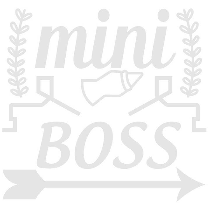 Sticker Exterior cu textul "Mini boss" - minisef bebelus copilarie biberon, Vinyl Alb, 70 cm