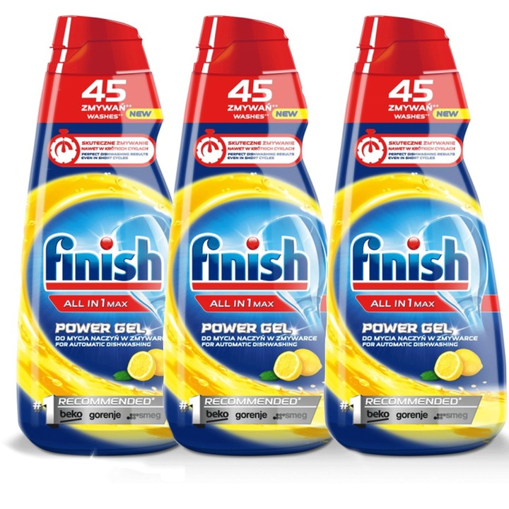 Detergent vase, Finish, All-in-1 MAX, set, Lemon, 3x900ml
