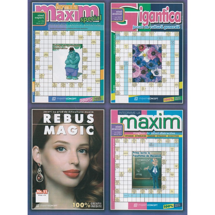 Pachet de integrame formula Maxim special, integrame la Maxim, integrame Gigantica, rebus Magic - nivel avansat, editura Maxim