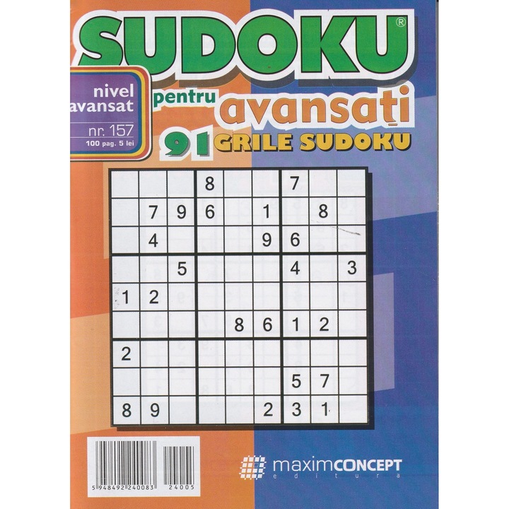 Sudoku pentru avansati 157, 91 grile - editura Maxim