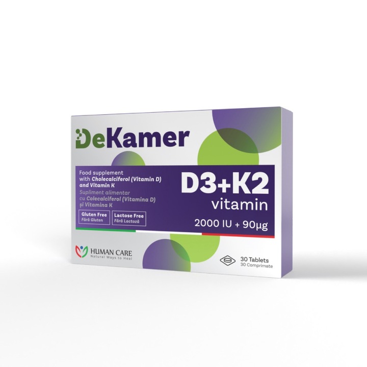 DeKamer D3+K2 30 comprimate, supliment alimentar