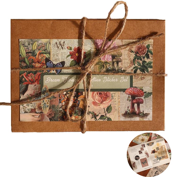 Set Creatie flori Retro de Accesorii, BOMSTOM, 100 piese，imprimare clara，pentru Scrapbook, Jurnale, Albume foto, Agende, Felicitari, multicolor