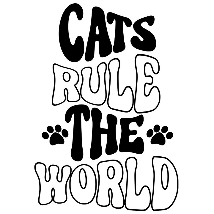 Sticker Exterior cu labute pentru cei care considera ca pisicile conduc lumea, Vinyl Negru, 90 cm