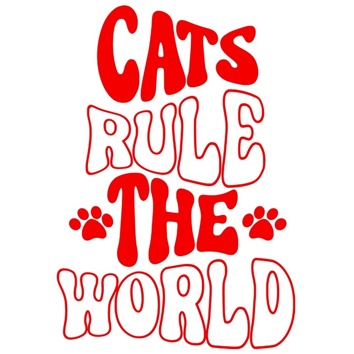 Sticker Exterior cu labute pentru cei care considera ca pisicile conduc lumea, Vinyl Rosu, 90 cm