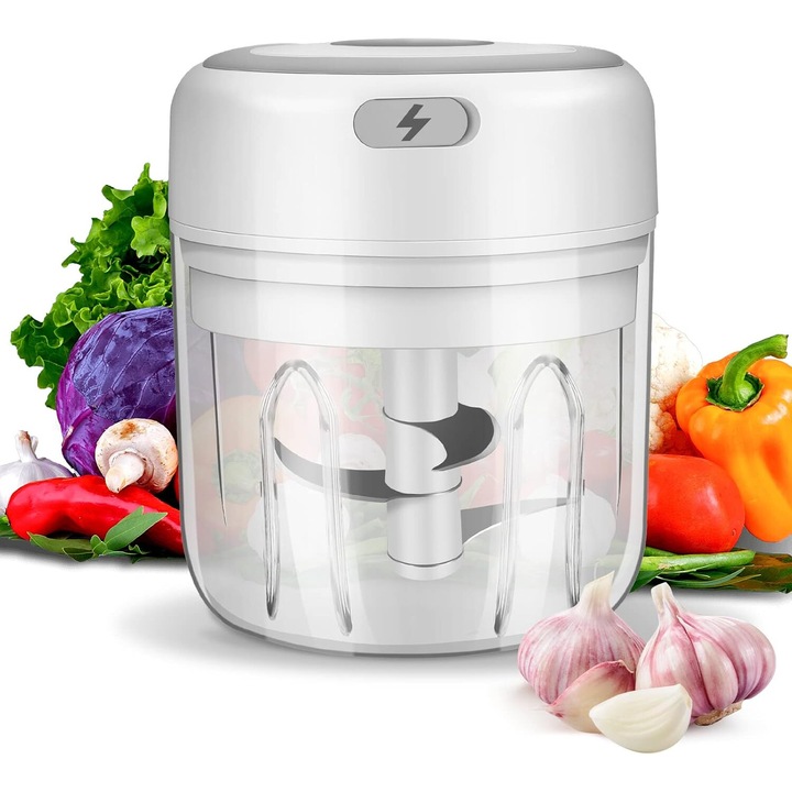 Mini Tocator electric fara fir, Latauar, capacitate mare, 3 lame, pentru Usturoi, Ardei, Condimente, Nuci