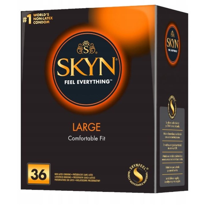 Презервативи SKYN големи, 36 бр., полиизопрен, прозрачни