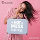 Външен стикер с текст на английски "Hot mess express" - гореща бъркотия, Бял винил, 90 см