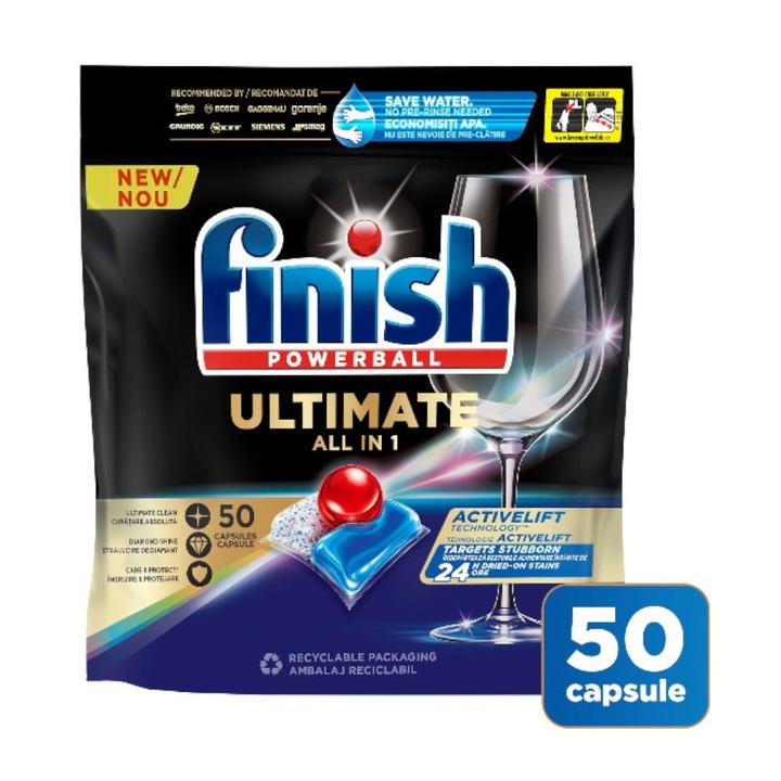 Set 2 x Detergent Tablete pentru Masina de Spalat Vase Finish Ultimate All in 1, 50 Spalari