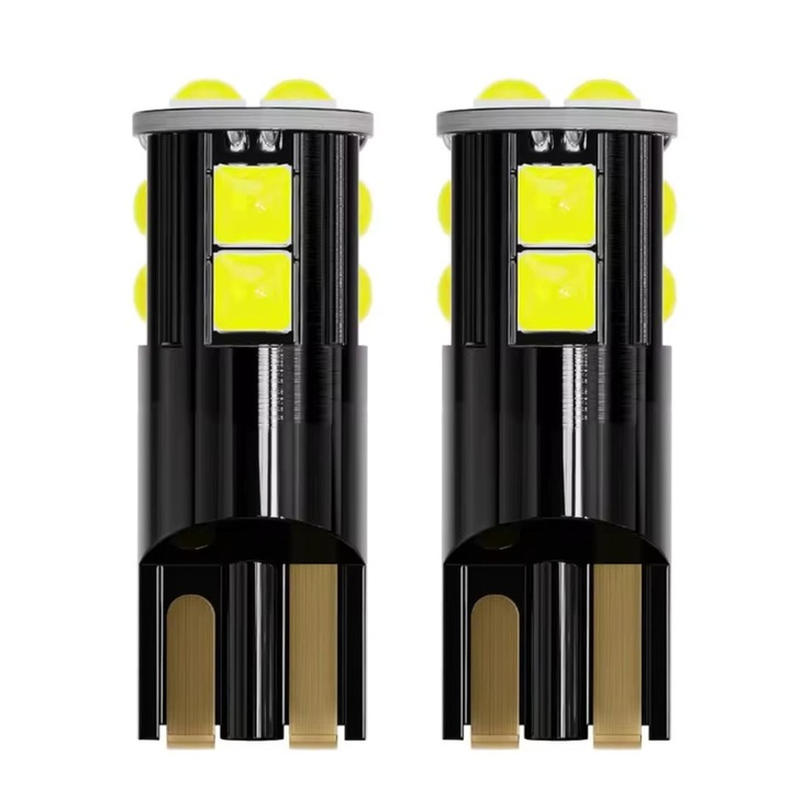 Комплект 2 LED крушки за кола 10SMD, T10 W5W, canbus, 12V, 1200lm/компл.