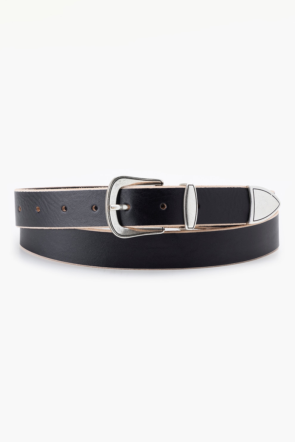 Levi's, Curea de piele cu o catarama metalica Western, Negru, 105