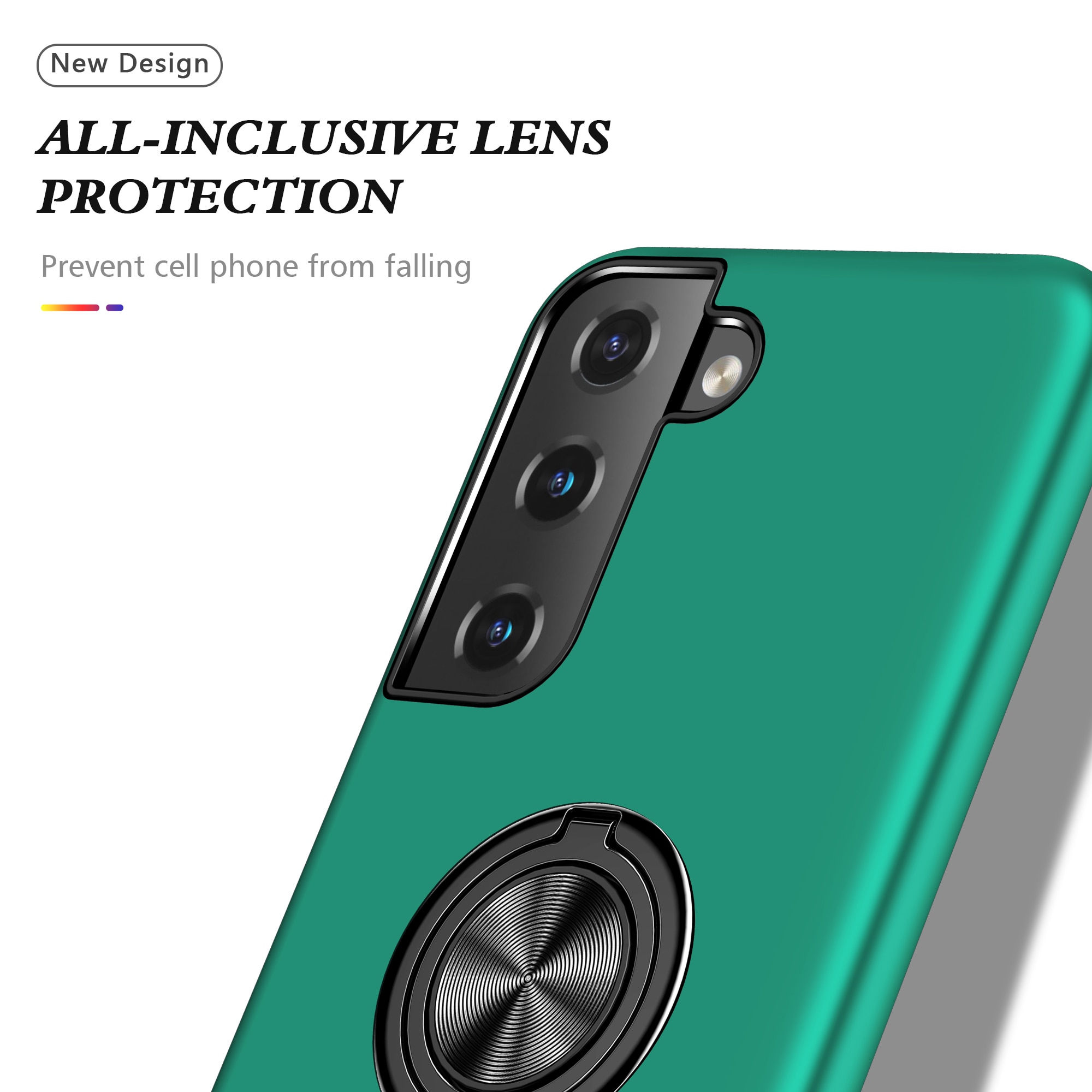 Husa de protectie pentru Samsung Galaxy S22, Hybrid Antisoc, Kickstand, Bumper inel rotativ 360, Green