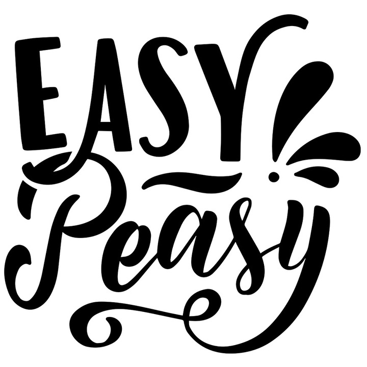 Sticker Exterior cu textul in engleza "Easy-peasy" - floare la ureche, Vinyl Negru, 20 cm