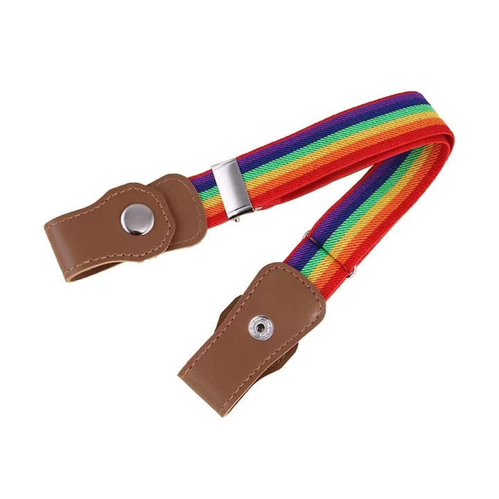 Curea elastica fara catarama pentru copii, reglabila, multicolor, 23"