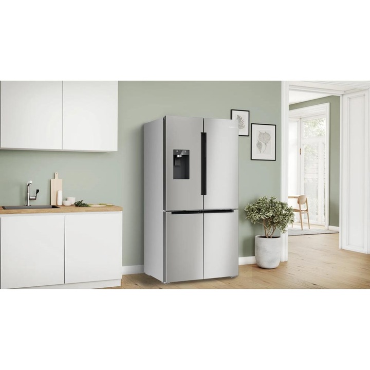 Side by side Bosch KFD96APEA, 574 l, NoFrost, Touch control, Dozator apa/gheata, Multi Air Flow, Home Connect, Clasa E, Inox anti-amprenta