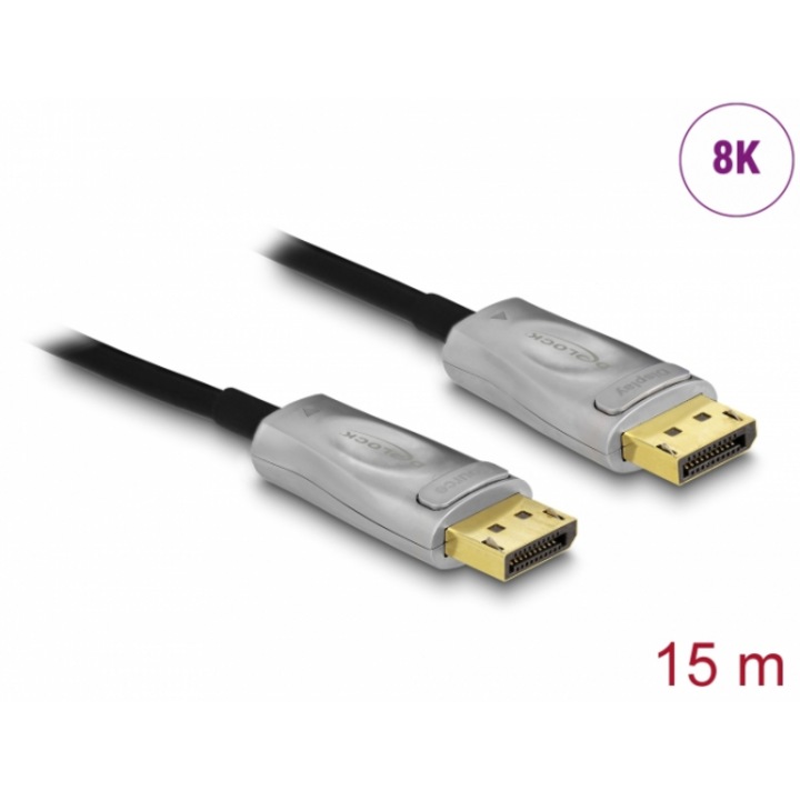 Cablu optic Delock, Activ, DisplayPort 1.4, 8K, 15 m - eMAG.ro