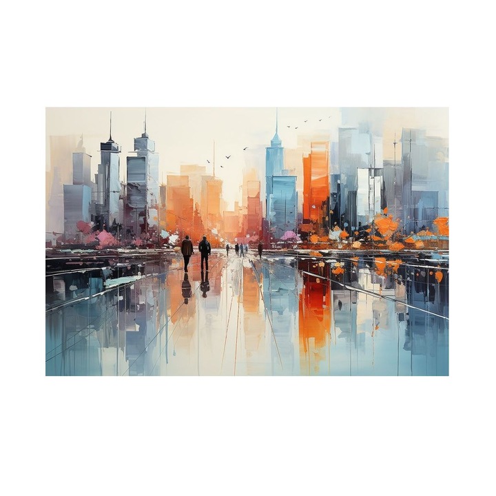 Tablou Skyline, Skyline la Crepuscul, MDF, 90x60 cm