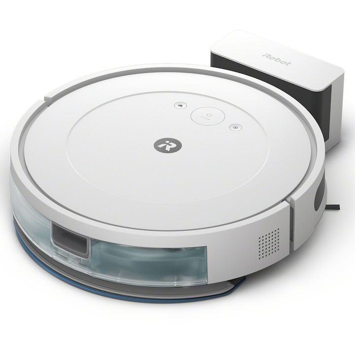 Робот прахосмукачка (2 в 1) Roomba Combo Essential Y011240, Система за почистване в 4 стъпки, Оборудвана с Wifi, Приема гласови команди, Интуитивно приложение iRobot, Операционна система iRobot OS, Жироскопична навигация, Автономност до 120 минути, Бял