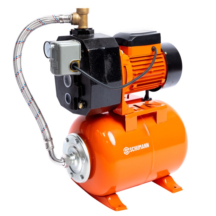 Hidrofor cu ejector, AUTODP505, Schumann®, turbina inox, membrana EPDM, 1500 W, 5 Bar, 60 L/min, H 60 m, rezervor 24 L, adancime absorbtie 40 m, Portocaliu