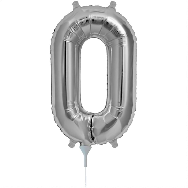 Balon minifigurina cifra 0 argintiu (Silver), 41 cm, Northstar