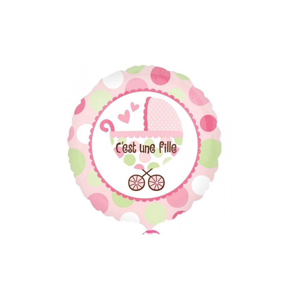 Balon folie 45 cm Carucior roz 