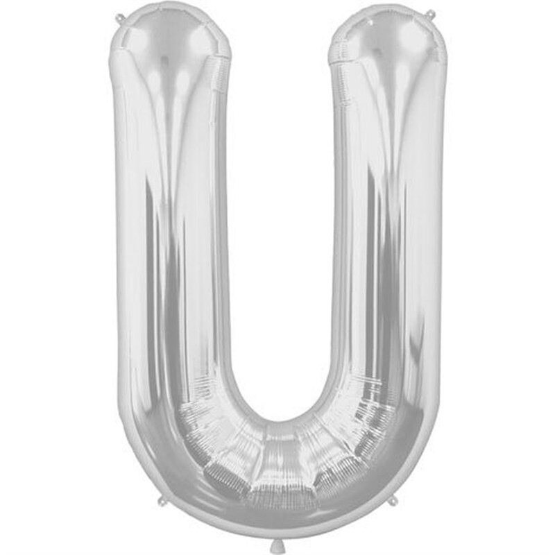 Balon folie litera U mare argintie (Silver), 86 cm, Northstar