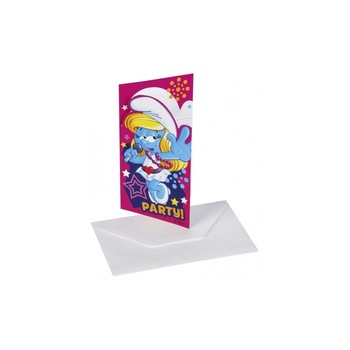 Invitatii Smurfette, Riethmueller, 6 buc Invitatii Smurfette, Riethmueller, 6 buc