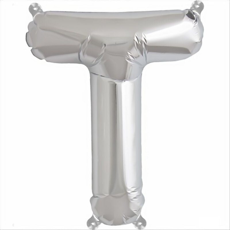 Balon folie litera T mini argintii (Silver), 41 cm, Amscan 33050