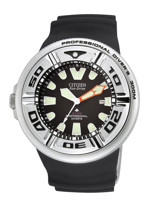 Ceas de scafandru Citizen Promaster Professional Diver, Eco-Drive, rezistent la apa 300m, carcasa inox, curea silicon neagra