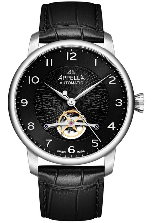 Мъжки часовник APPELLA, автоматик, черен