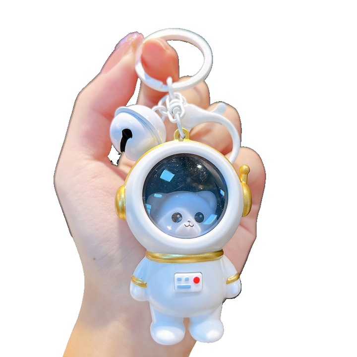 Kulcstartó, medve űrhajós modell, ABS, meleg fényű, hordozható