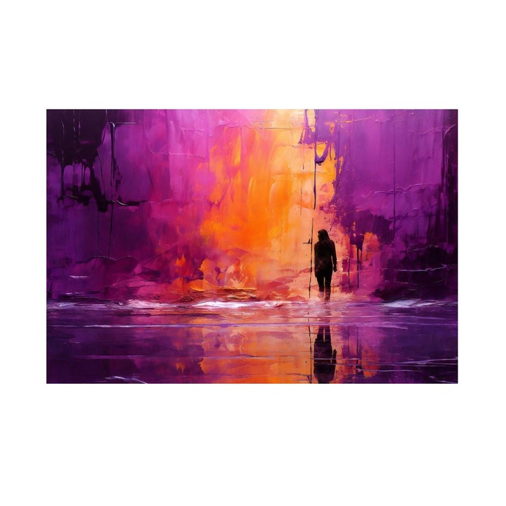 Tablou Peisaj Violet, Amurg Violet, MDF, 90x60 cm