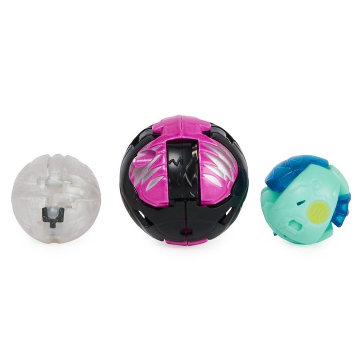 Set 3 figurine Bakugan Evolutions Platinum Series 2, 5cm - Neo Pegatrix, Nano Blade si Nano Siphon