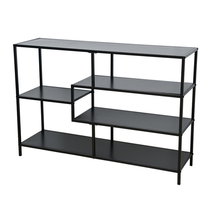 DacEnergy polc, fém szerkezet, elegáns megjelenés, 5 tárolóhely, 114 x 33 x 78 cm, polconkénti terhelhetőség 7 kg, fekete szín