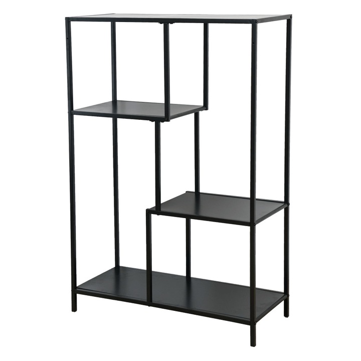 DacEnergy polc, fém szerkezet, elegáns megjelenés, 4 tárolóhely, 77 x 33 x 114, 5 cm, polconkénti terhelhetőség 5 kg, fekete szín