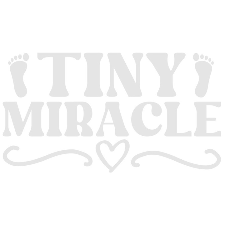 Sticker Exterior cu inimioare si pasi cu textul "Tiny miracle" - miracol micut bebelus copilarie, Vinyl Alb, 70 cm
