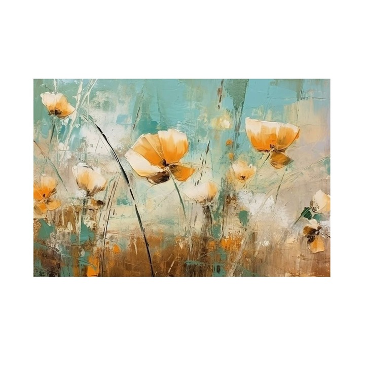 Tablou Floral, Maci Pastel, MDF, 90x60 cm