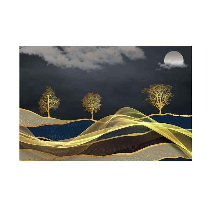 Tablou Peisaj Nocturn, Noaptea Pustie, MDF, 90x60 cm