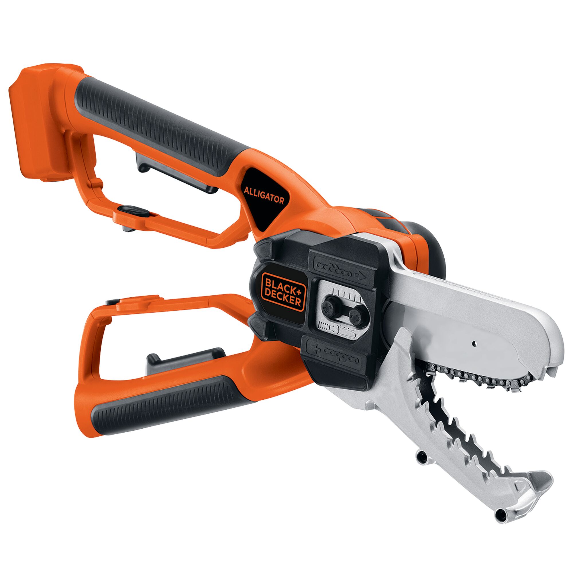 Mini fierastrau electric / mini drujba cu lant pe acumulator tip aligator Black & Decker GKC1000L, 18 V, lungime lama 15 cm, taiare maxim 100 mm diametru, include: incarcator + acu