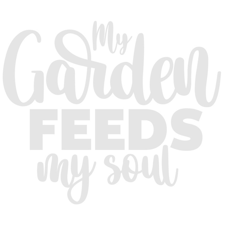 Sticker Exterior cu textul in engleza "My garden feeds my soul" - gradina mea imi hraneste sufletul, Vinyl Alb, 70 cm