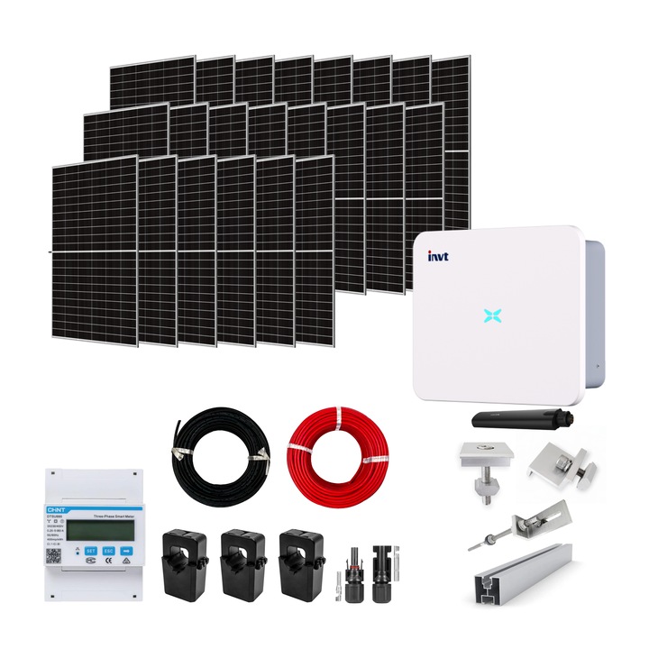 Sistem Fotovoltaic 15, 62kW On-Grid trifazat, Tabla Lindab, Invertor INVT si 22 panouri fotovoltaice X-energy Longi 710 W