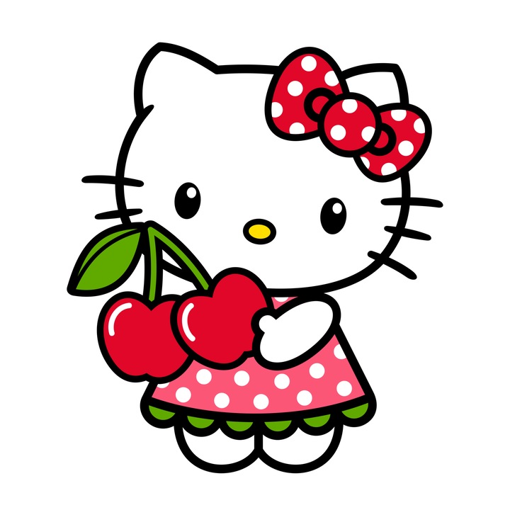Decoratiune perete Puzzle Hello Kitty Cherry, multicolor, lemn, 87.3x100 cm